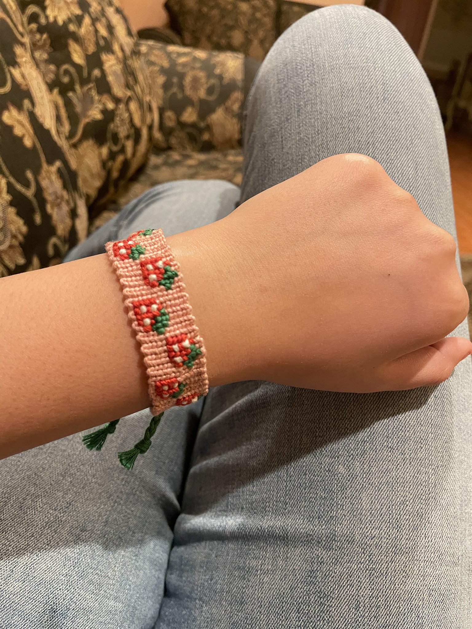 Premium Photo  Diy friendship bracelets with alpha pattern strawberry