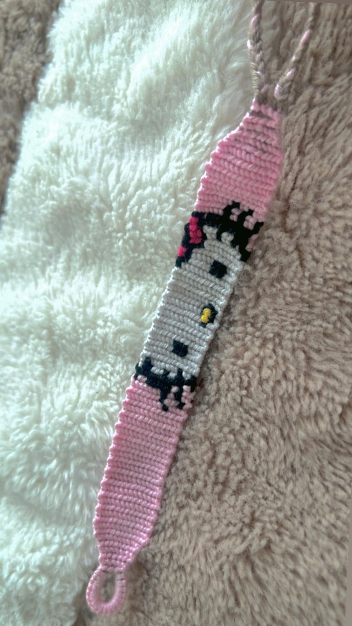 Pink Kitty String Bracelet
