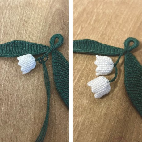 Lily of The Valley Keychain Tutorial - Step 5 – connecting flowers to stems